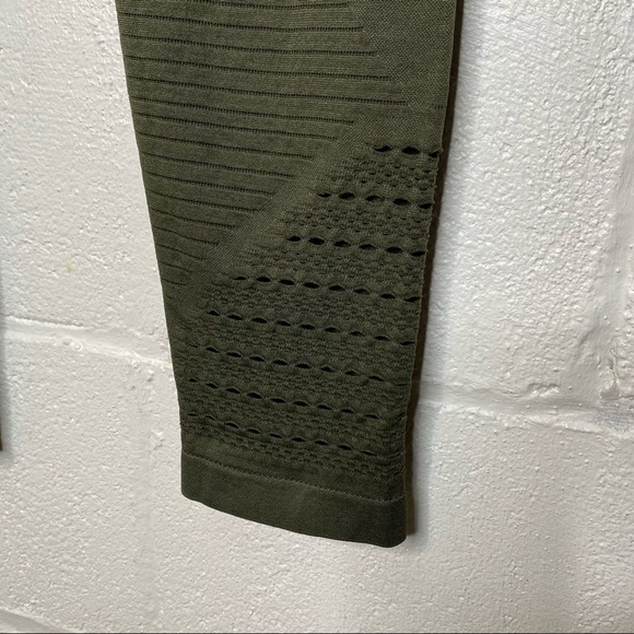 Olive Green Cut Out Perforated Workout Leggings Tights Size Small Medium - Picture 4 of 9